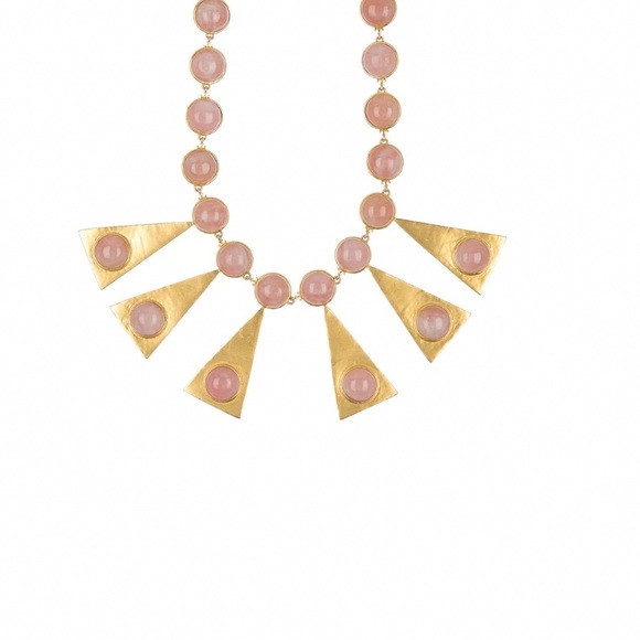 NWT Tory Burch Rose Quartz Bib Statement Necklace - Picture 5 of 10